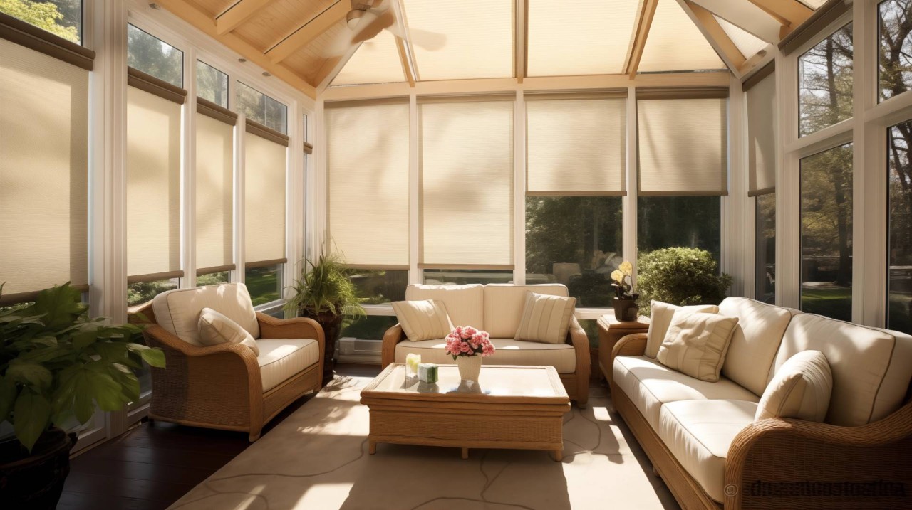 A sunroom lit with golden radiance near Oklahoma City, Oklahoma (OK)